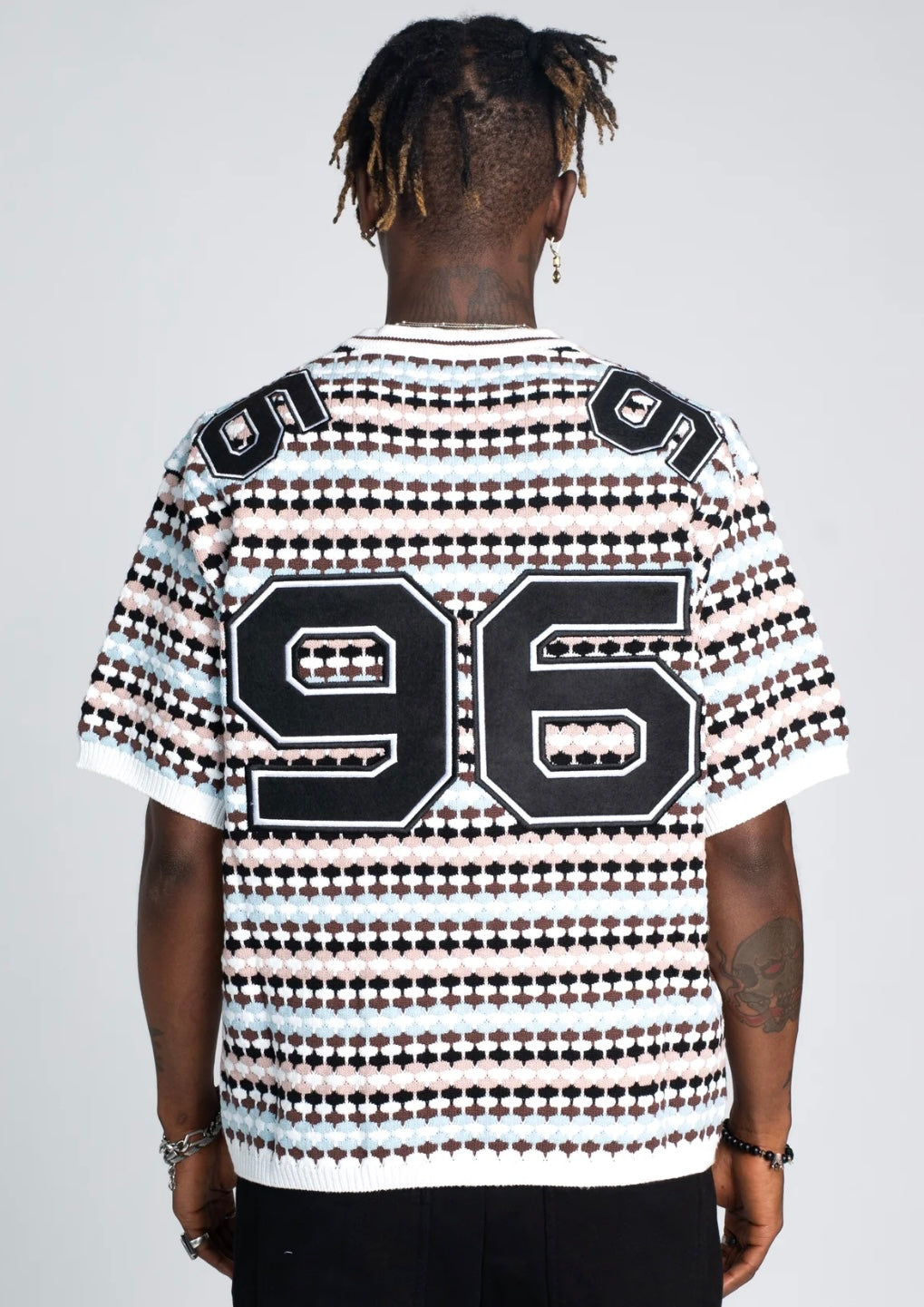 Aqua Blue Knit Football Tee