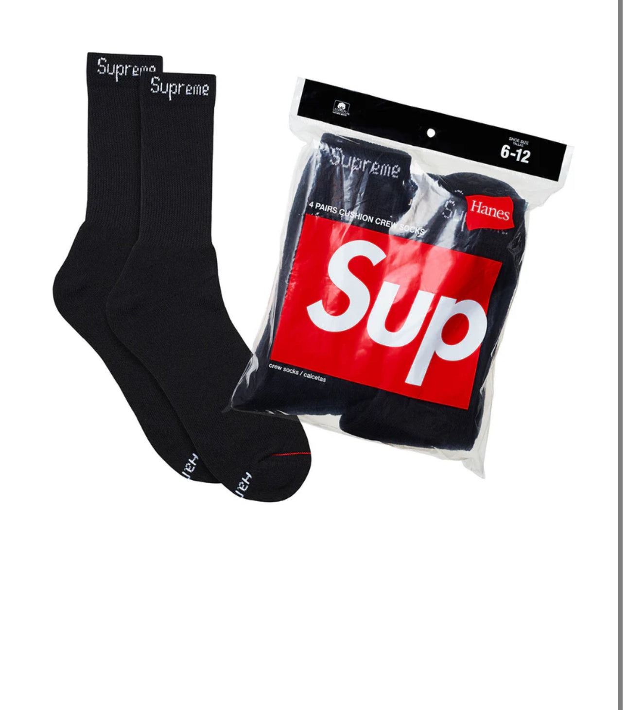 Supreme/ Hanes Crew Socks (4 Pack)