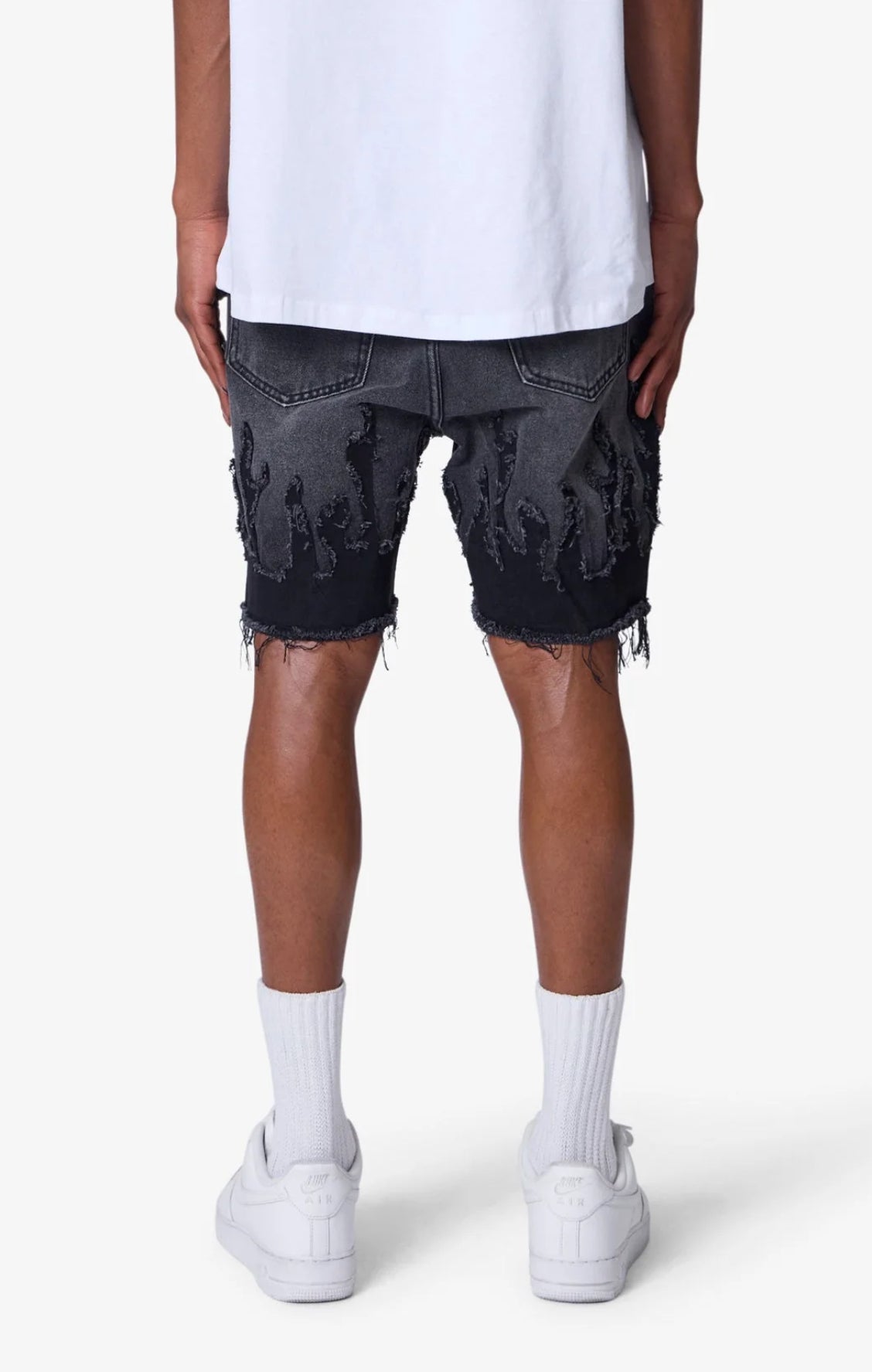 FLAME DENIM SHORTS-WAHED BLACK
