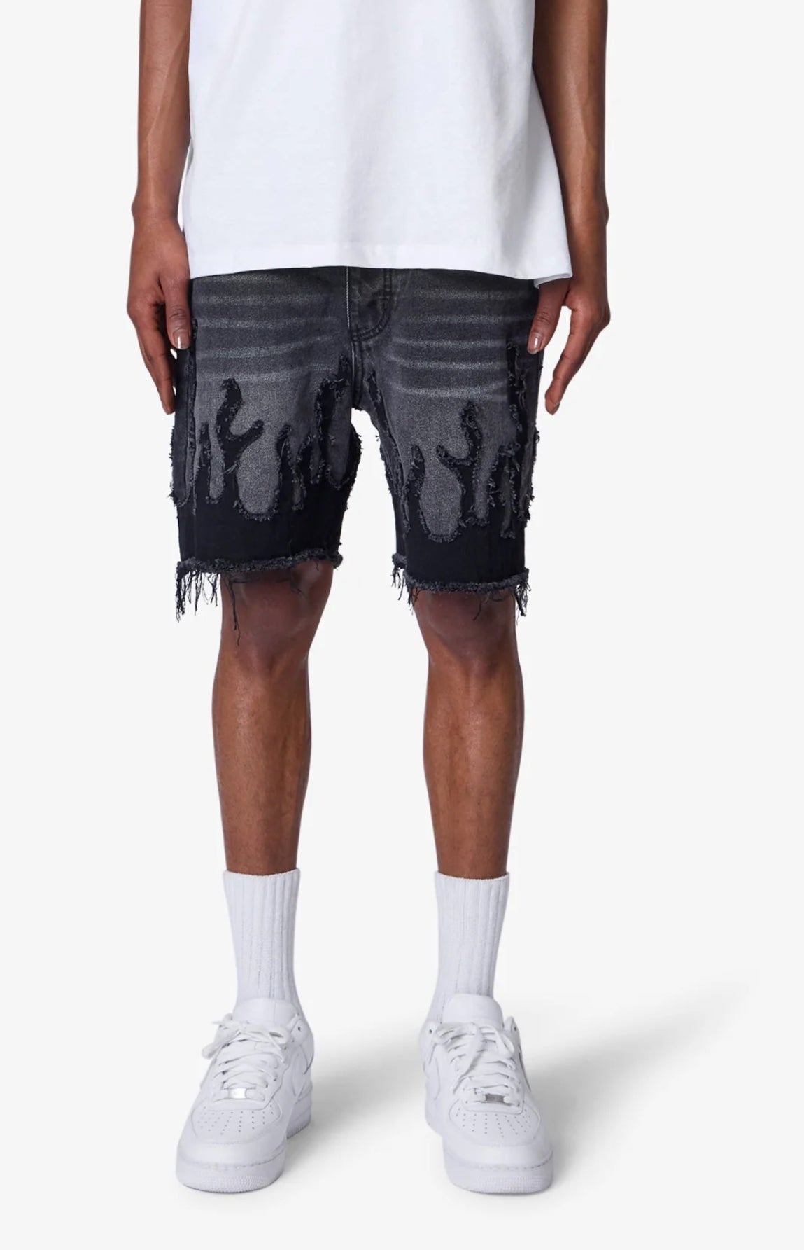 FLAME DENIM SHORTS-WAHED BLACK