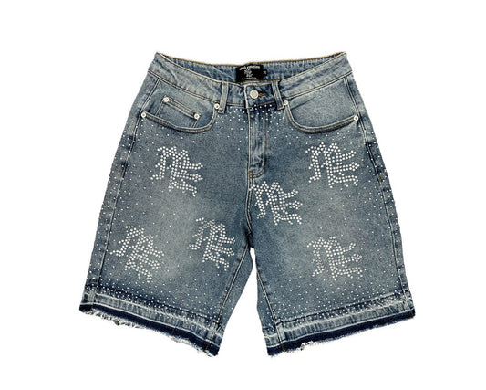 MTF Rhinestone Blue Denim Shorts