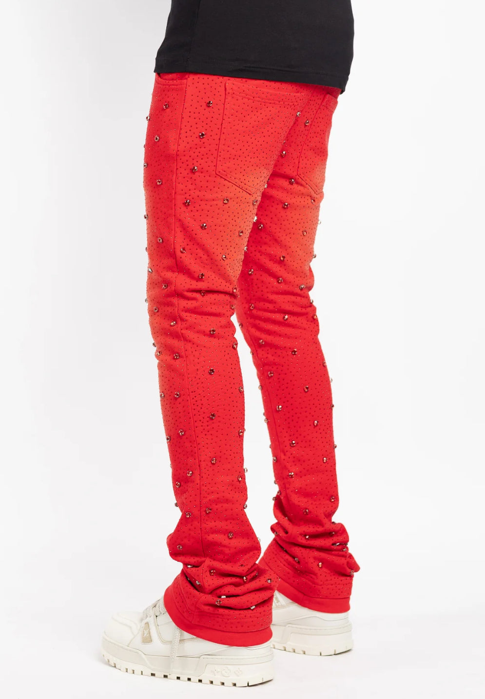 Blood Red Embellished Sweat
Pants