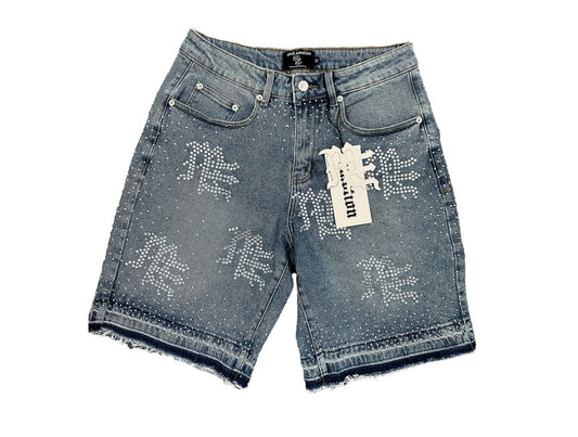 MTF Rhinestone Blue Denim Shorts
