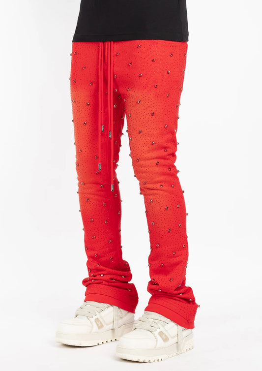 Blood Red Embellished Sweat
Pants