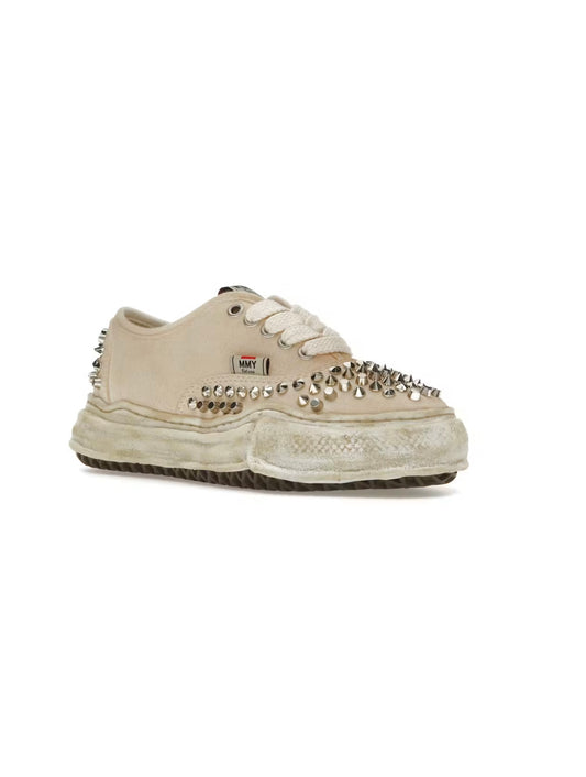 MAISON MIHARA YASUHIRO BAKER OG SOLE STUDDED CANVAS LOW WHITE